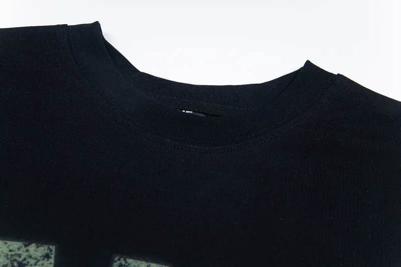 100💰S10#美Chao SAINT white ink direct-injection pure cotton 260g loose short-sleeved T-shirt 15 black, white S-XL